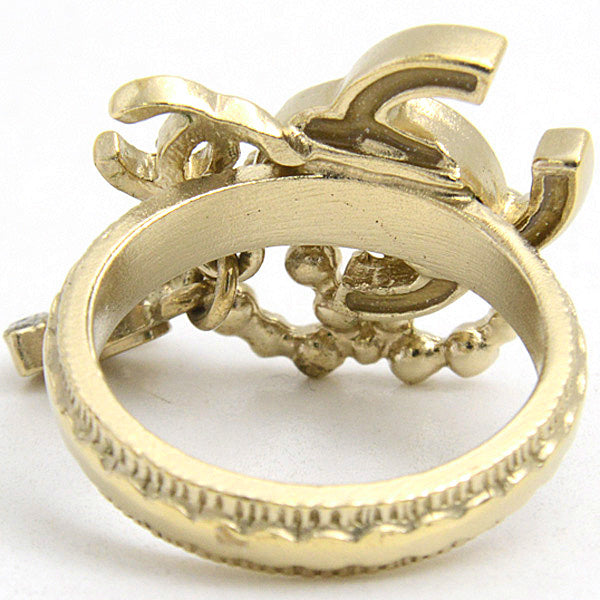 Chanel 4P Coco Mark Swing Ring 13 GP Crystal