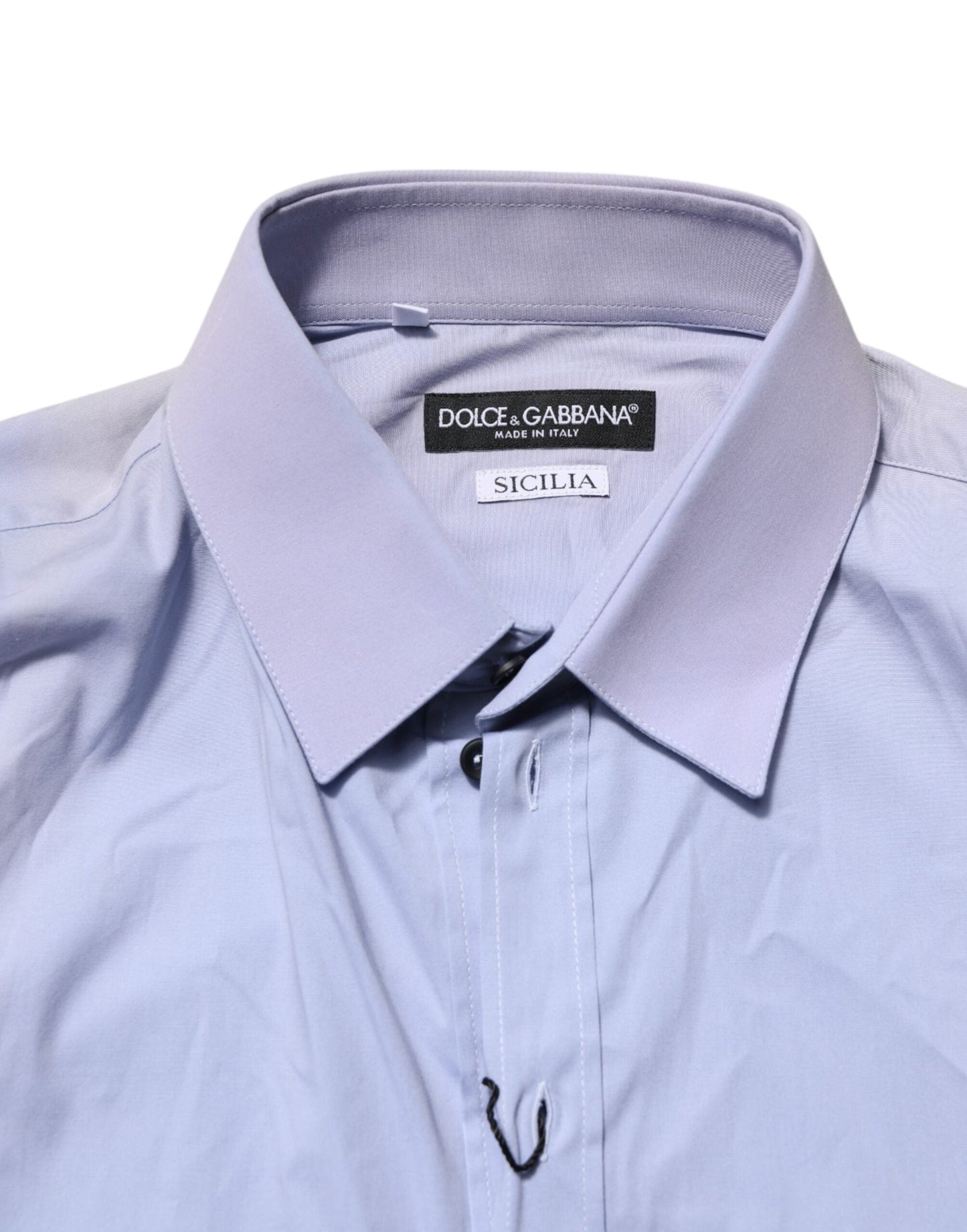 Dolce & Gabbana Blue Cotton SICILIA Long Sleeves Dress Men's Shirt ()