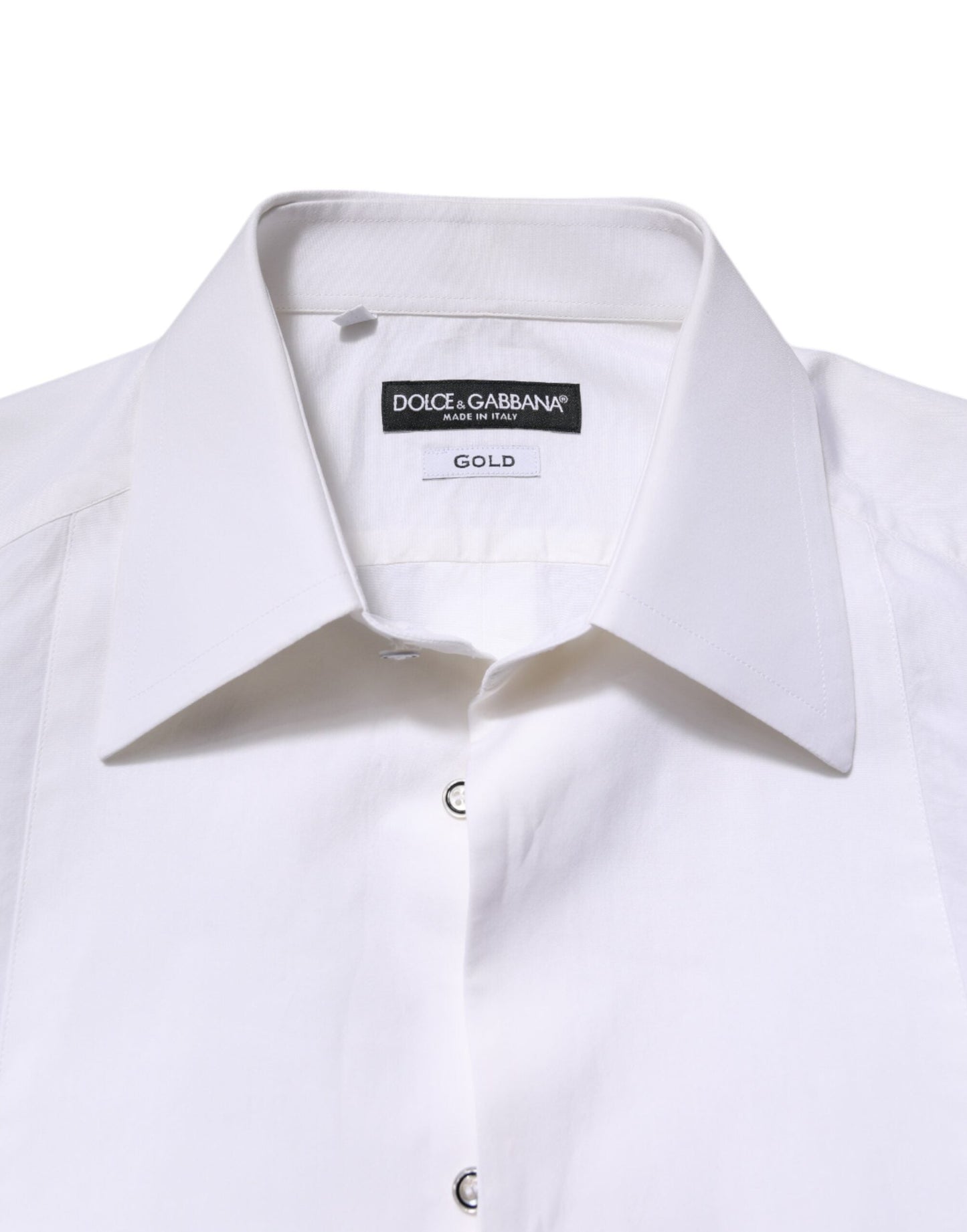 Dolce & Gabbana White Cotton GOLD Long Sleeves Dress Men's Shirt ()