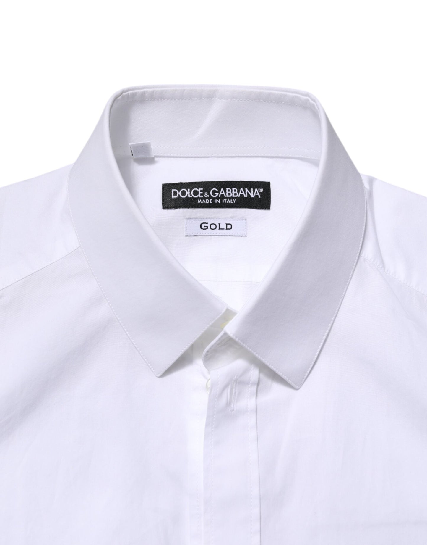 Dolce & Gabbana White Cotton GOLD Long Sleeve Men Dress Men's Shirt