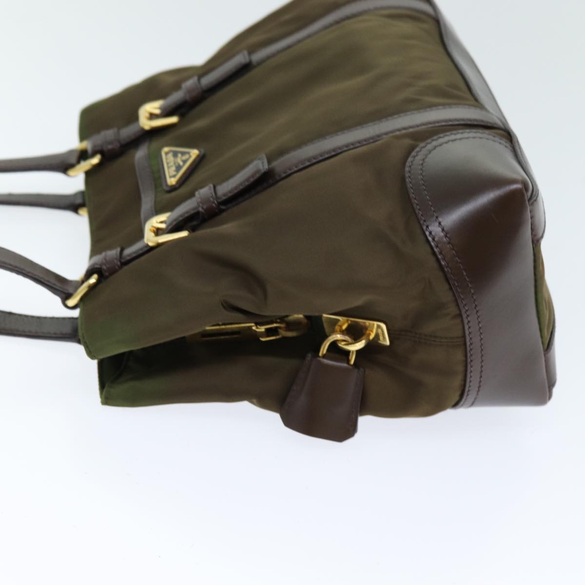 PRADA Tote Bag Nylon Khaki Dark Brown 75333