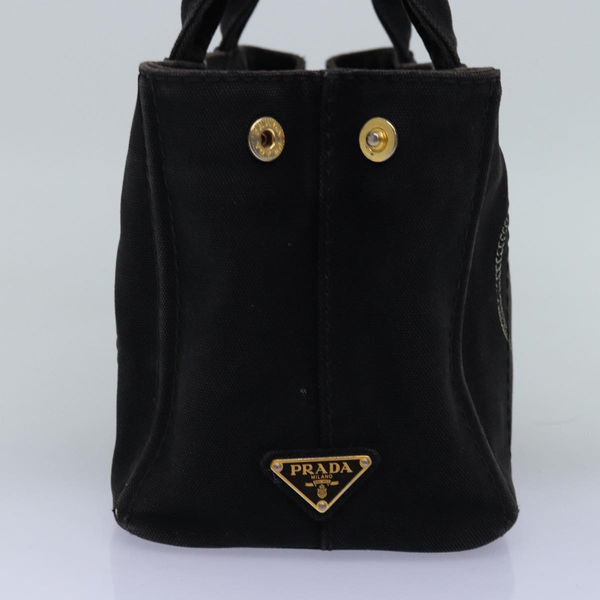 PRADA Canapa PM Hand Bag Canvas 2way Black 75342
