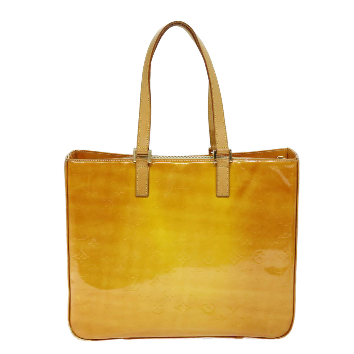 LOUIS VUITTON Monogram Vernis Columbus Tote Bag Yellow M91047 LV 75400