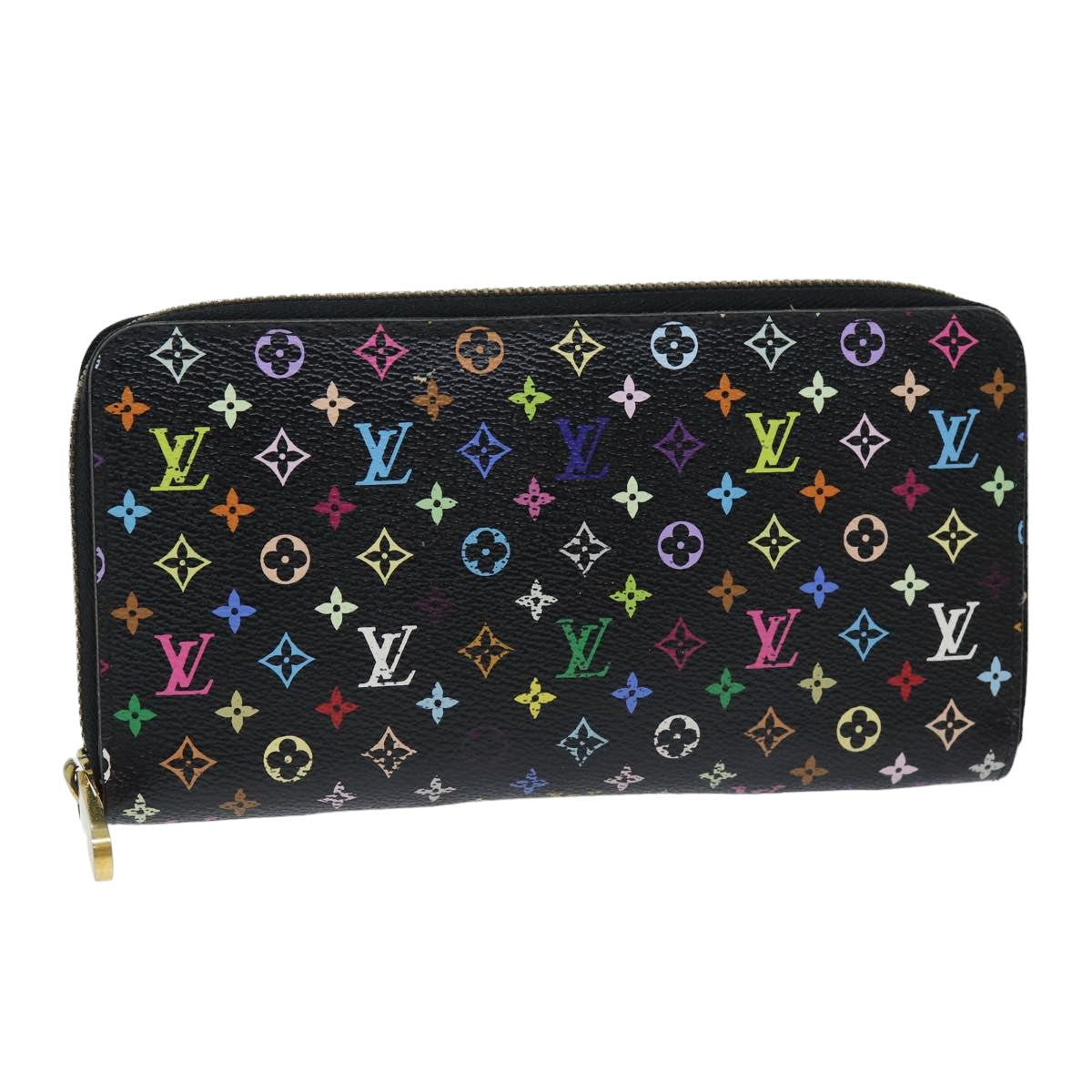 LOUIS VUITTON Monogram Multicolor Zippy Wallet Black M60243 LV 75413