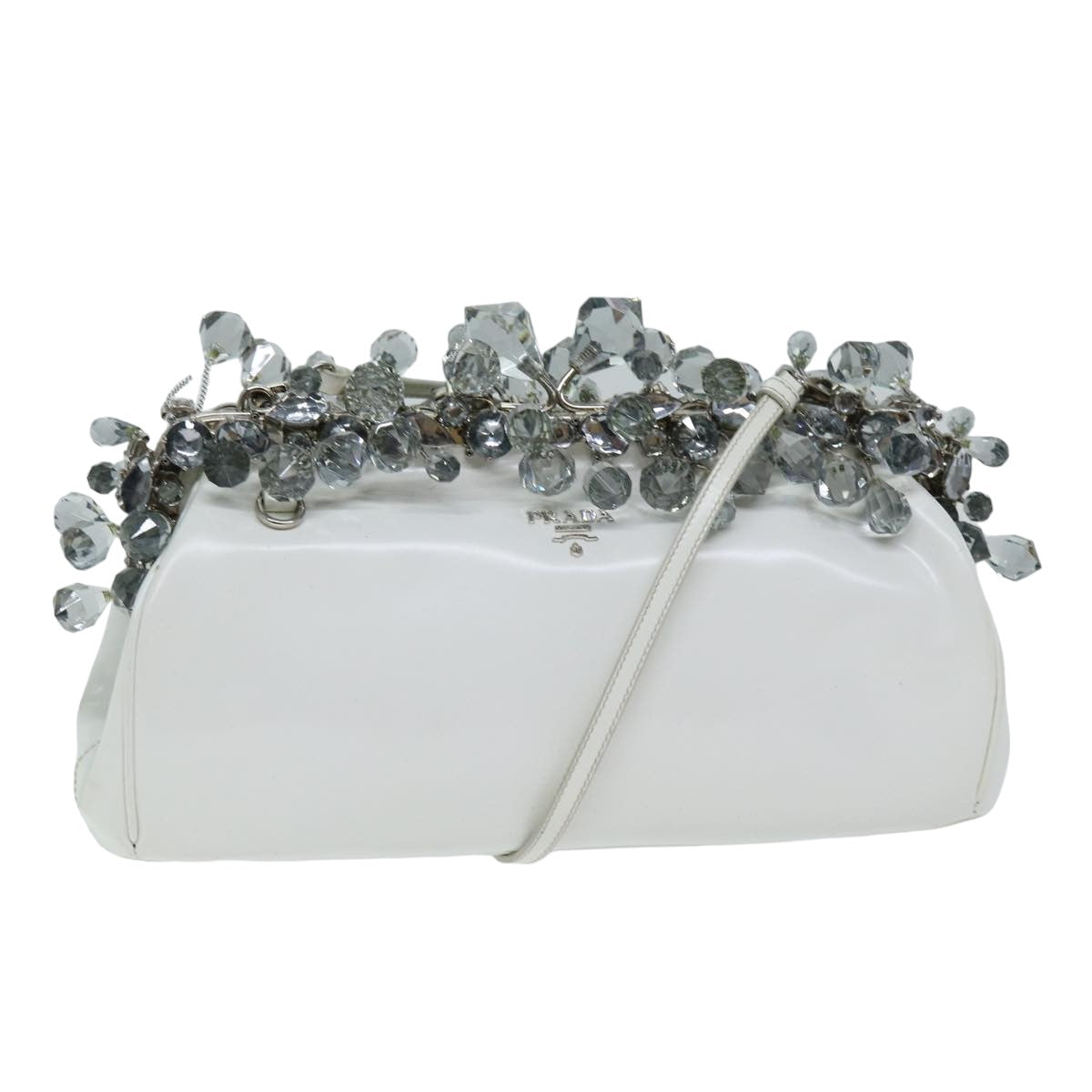 PRADA Shoulder Bag Patent leather White 75425