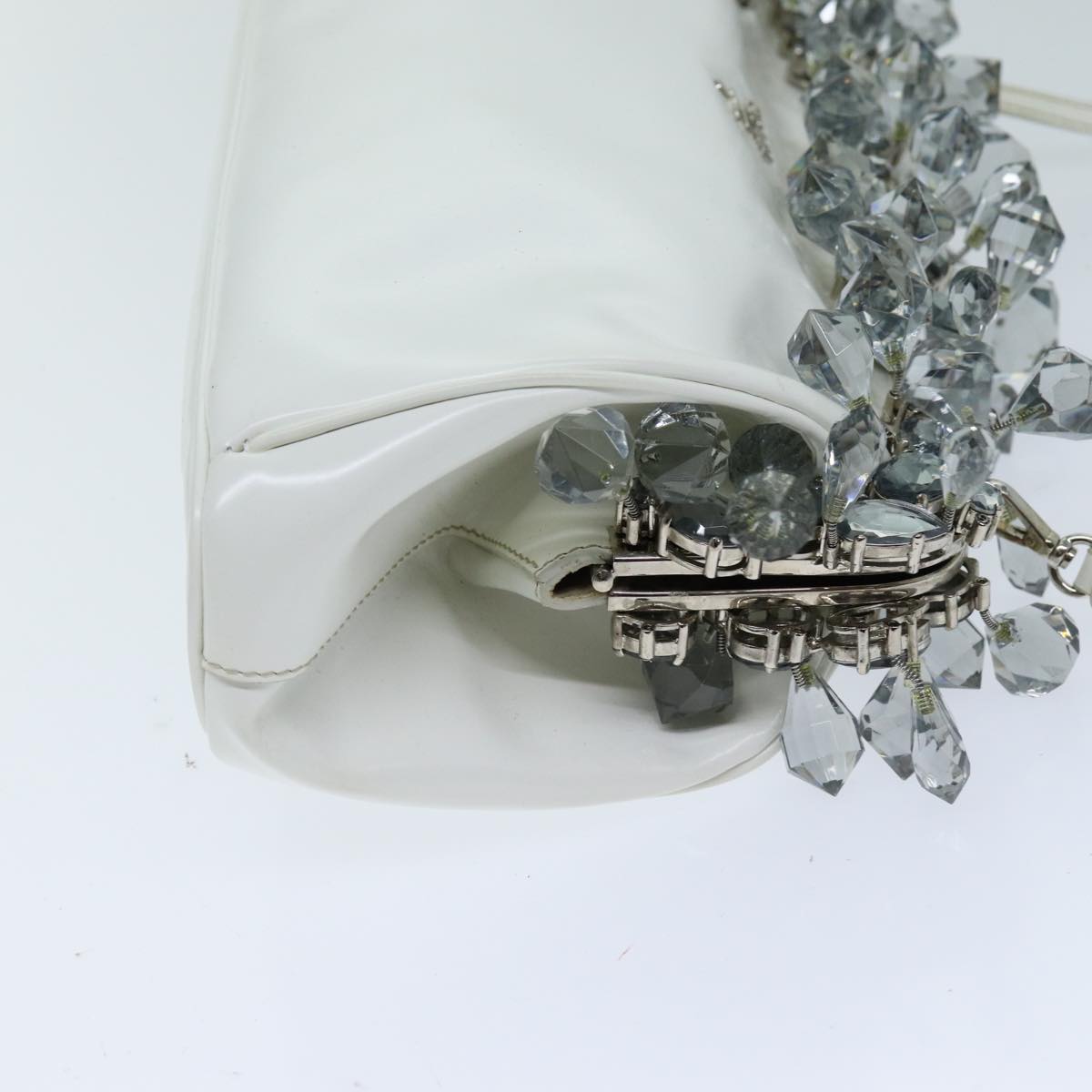PRADA Shoulder Bag Patent leather White 75425