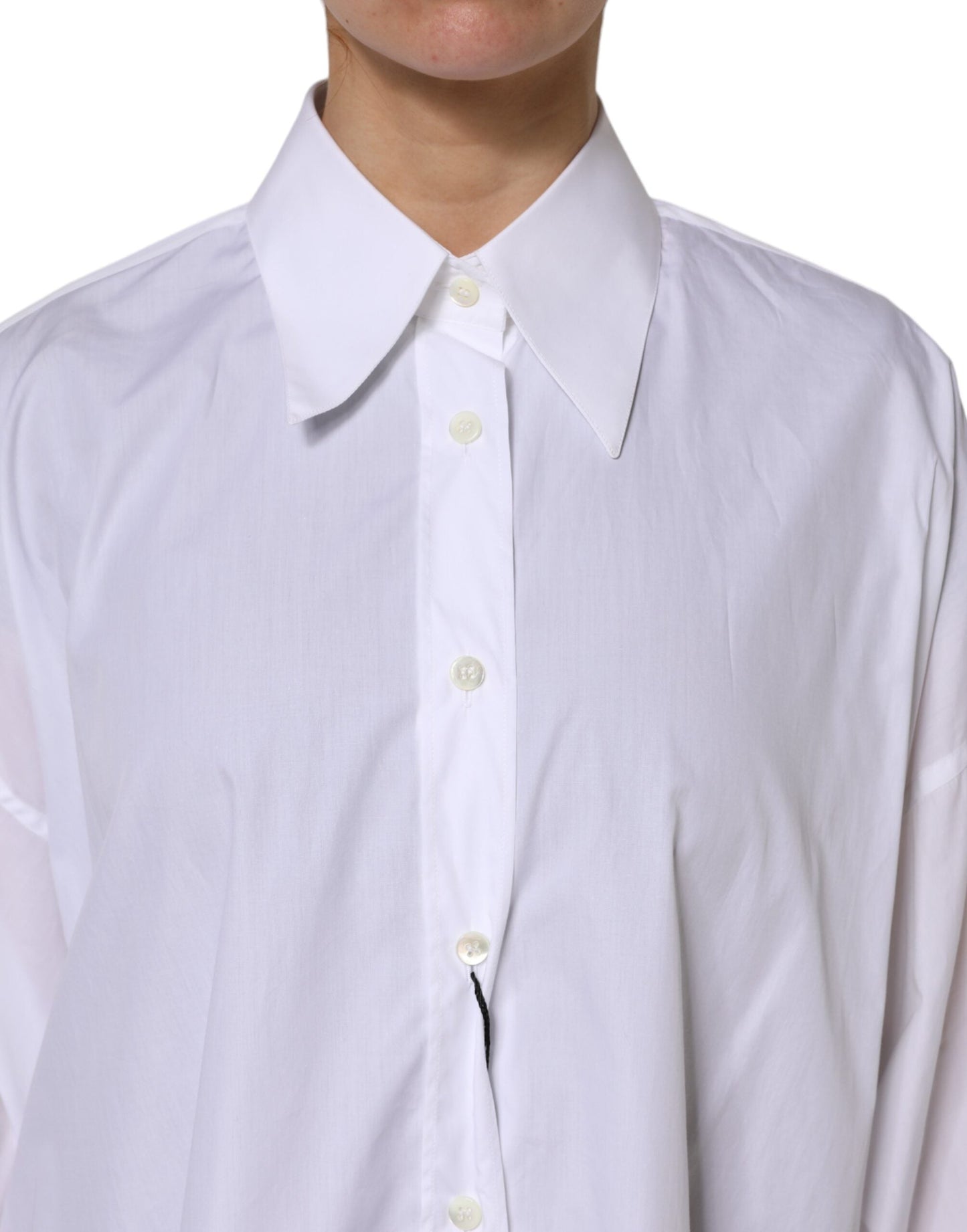 Dolce & Gabbana White Cotton Collared Shirt Long Sleeve Women's Top ()