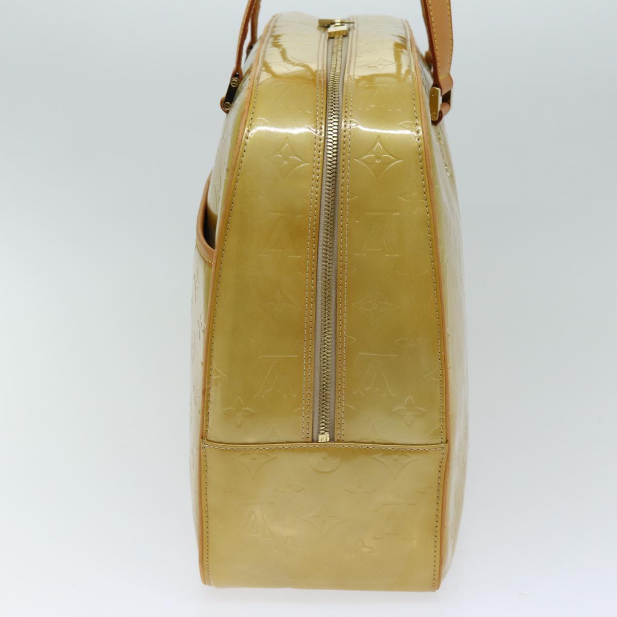 LOUIS VUITTON Monogram Vernis Sutton Boston Bag Beige M91139 LV 75504