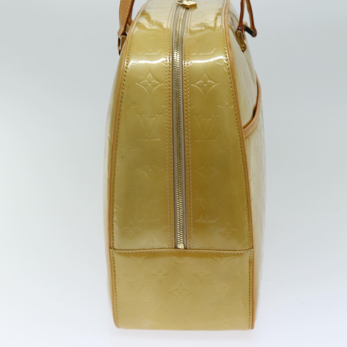 LOUIS VUITTON Monogram Vernis Sutton Boston Bag Beige M91139 LV 75504