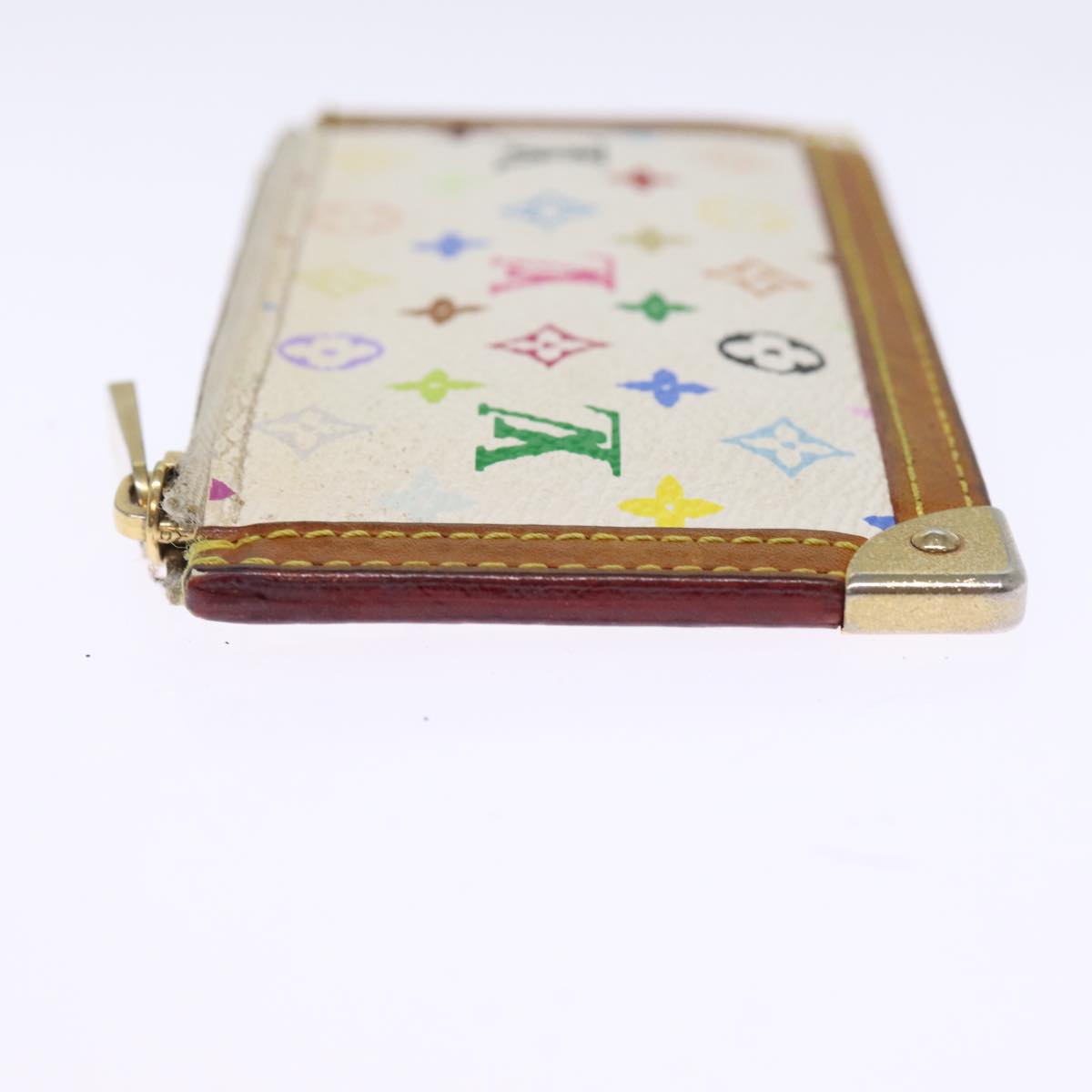 LOUIS VUITTON Monogram Multicolor Pochette Cles Purse White M92655 75531