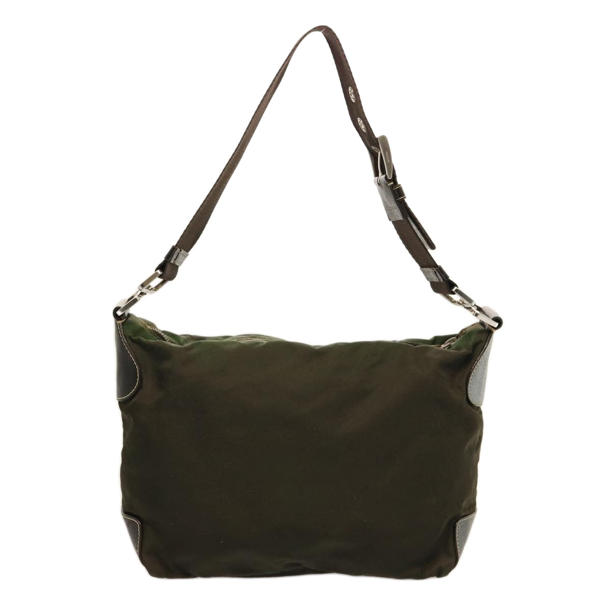 PRADA Shoulder Bag Nylon Khaki Dark Brown 75574