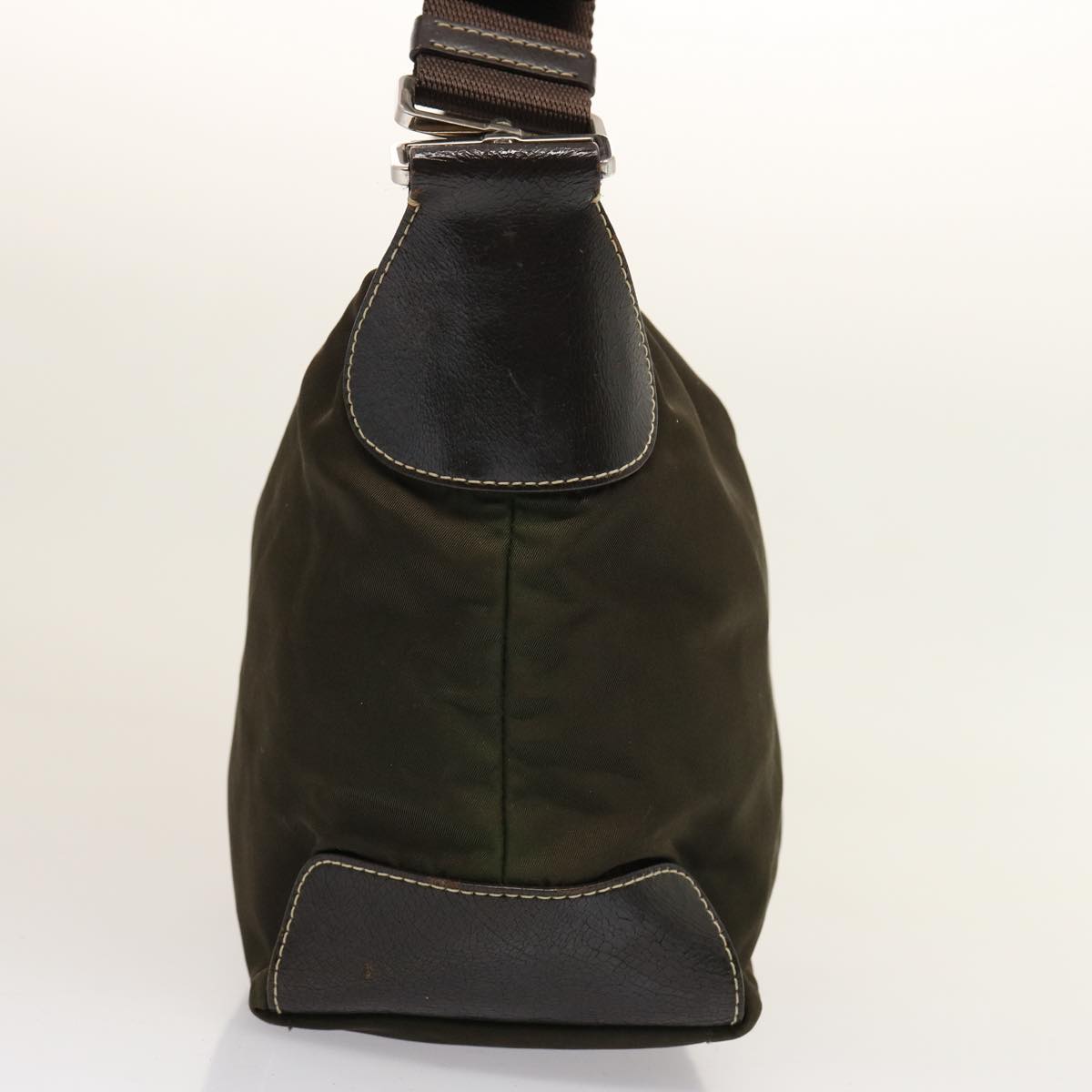 PRADA Shoulder Bag Nylon Khaki Dark Brown 75574