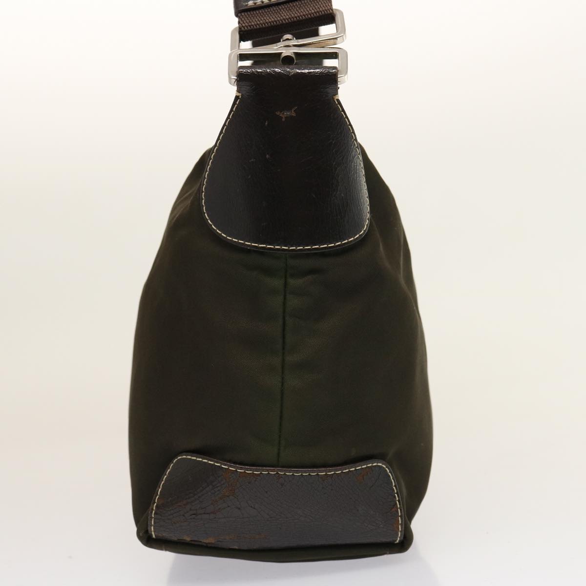 PRADA Shoulder Bag Nylon Khaki Dark Brown 75574