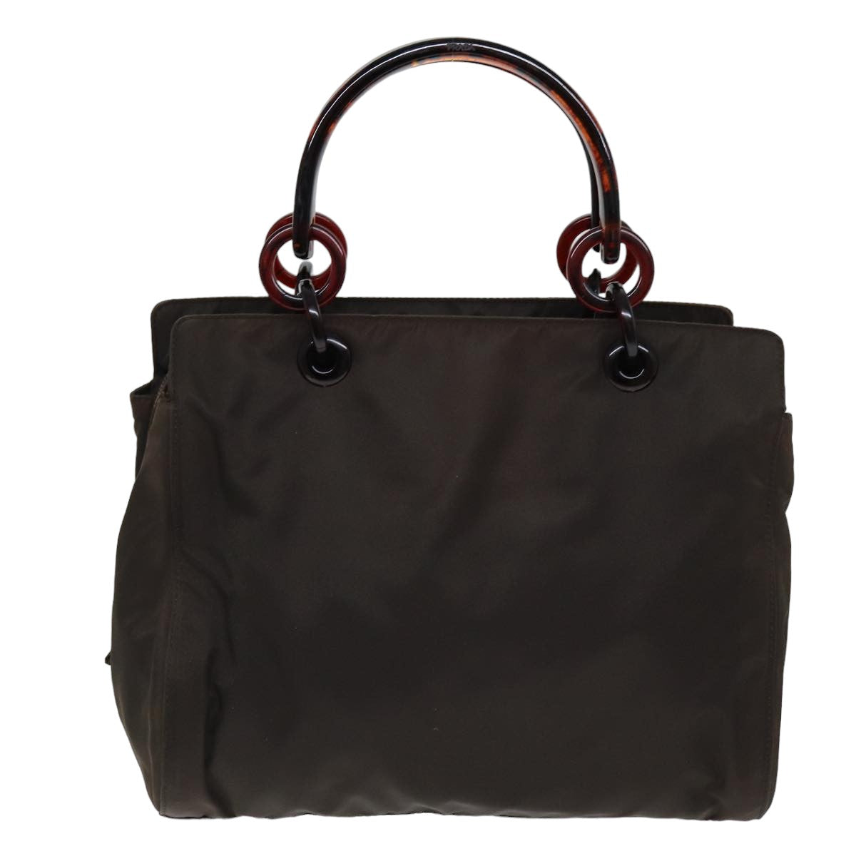 PRADA Hand Bag Nylon Brown 75646