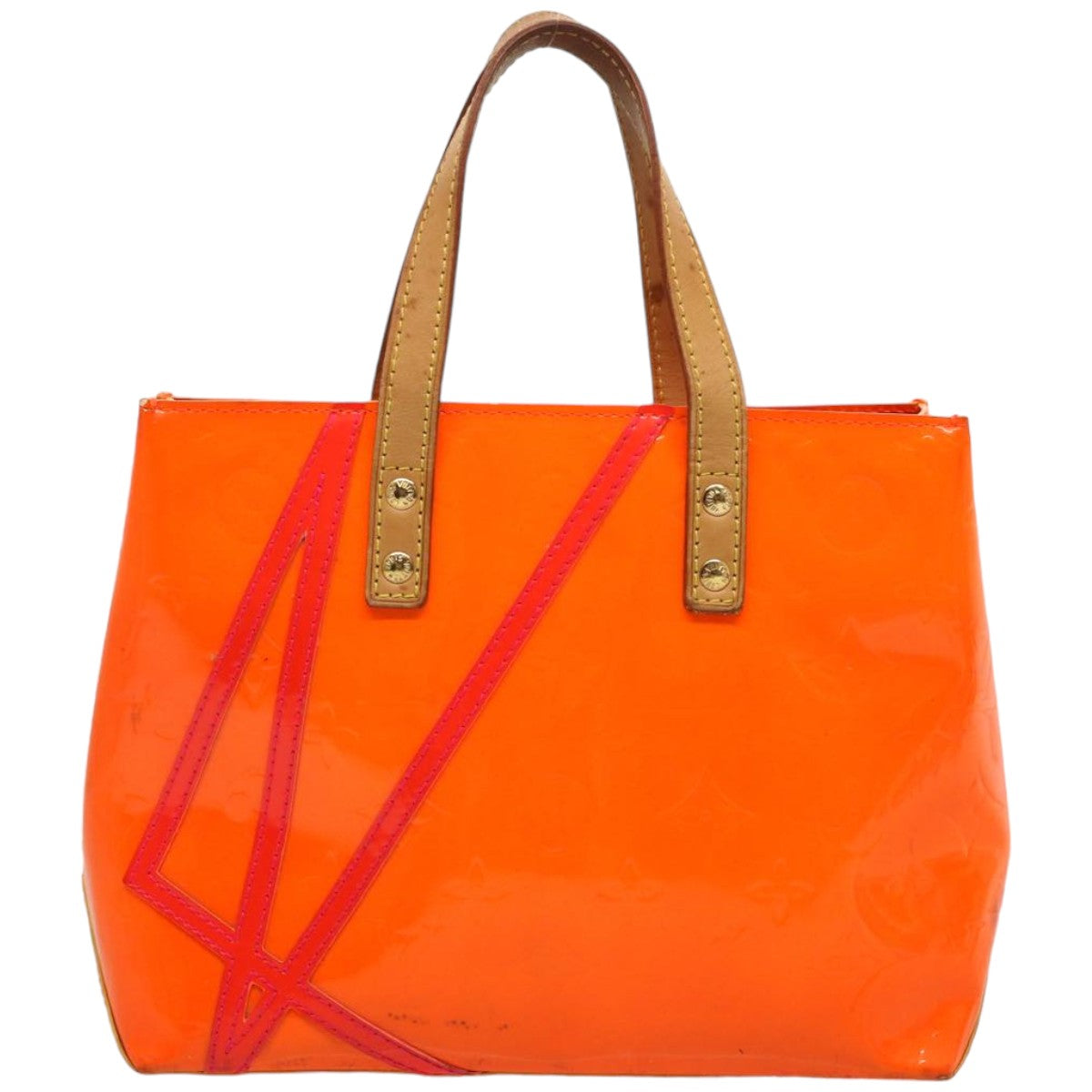 LOUIS VUITTON Monogram Vernis Fluo Reade PM Hand Bag Red M91903 LV 75654