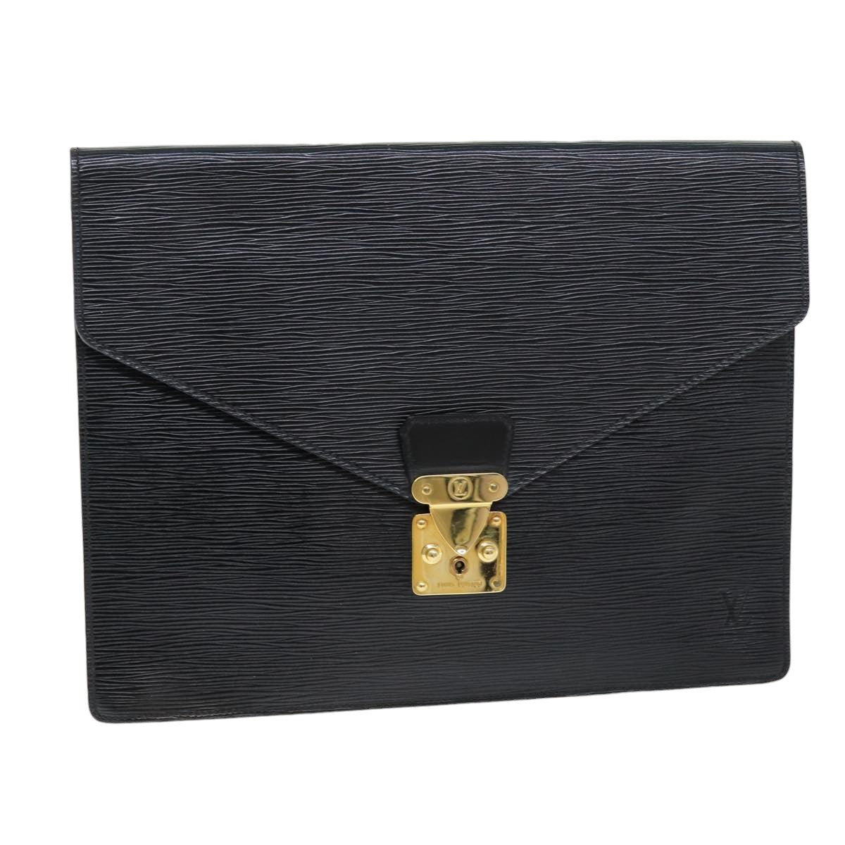 LOUIS VUITTON Epi Porte Documents Senateur Briefcase Black M54452 LV 75728