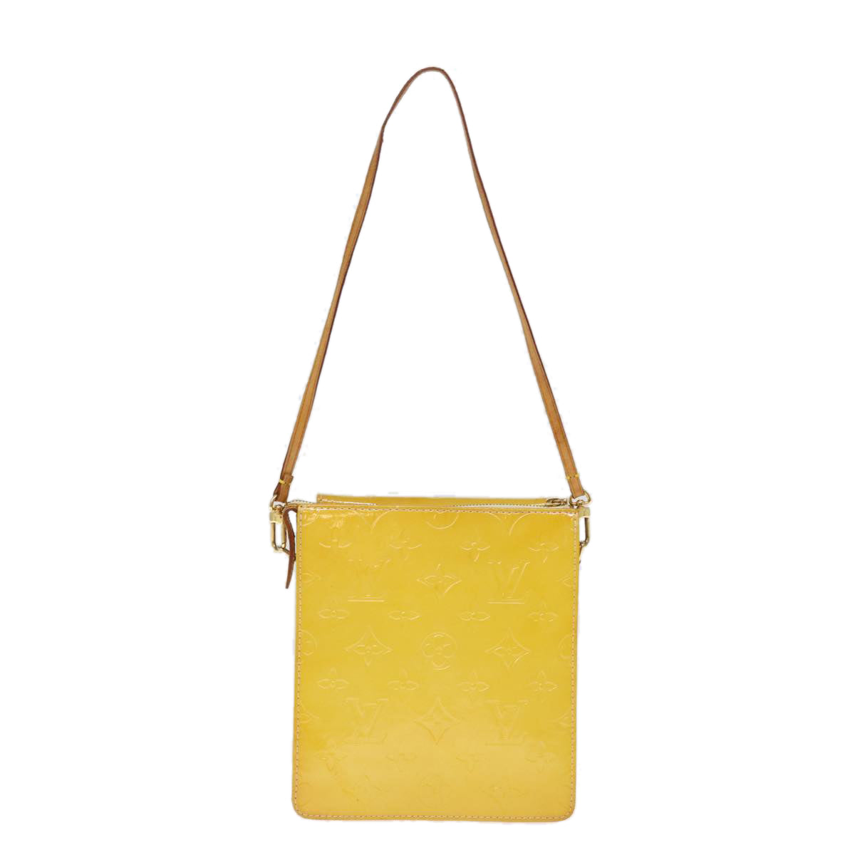 LOUIS VUITTON Monogram Vernis Motto Pouch Lime Yellow M91059 LV 75874