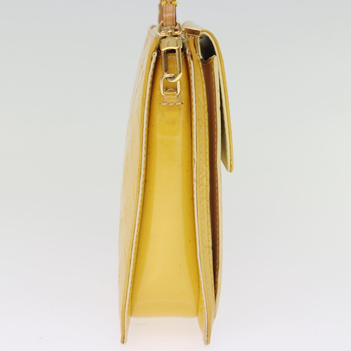 LOUIS VUITTON Monogram Vernis Motto Pouch Lime Yellow M91059 LV 75874