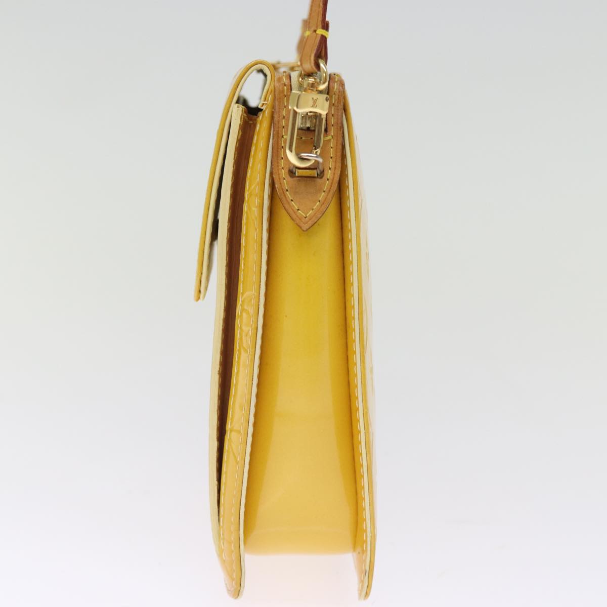 LOUIS VUITTON Monogram Vernis Motto Pouch Lime Yellow M91059 LV 75874