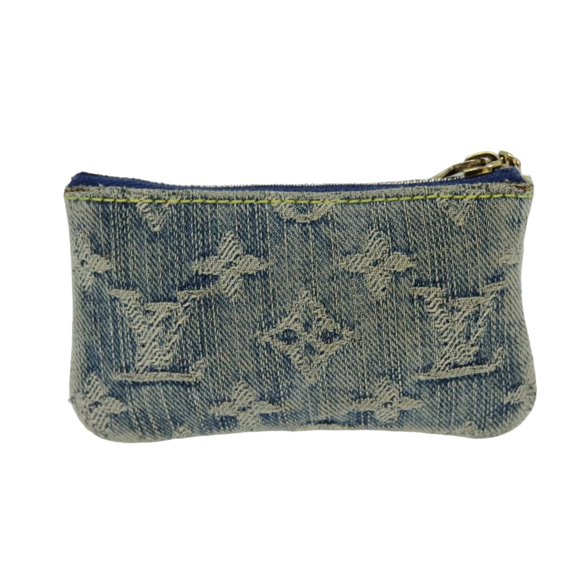 LOUIS VUITTON Monogram Denim Pochette Cles Coin Purse Blue M95343 LV 75876
