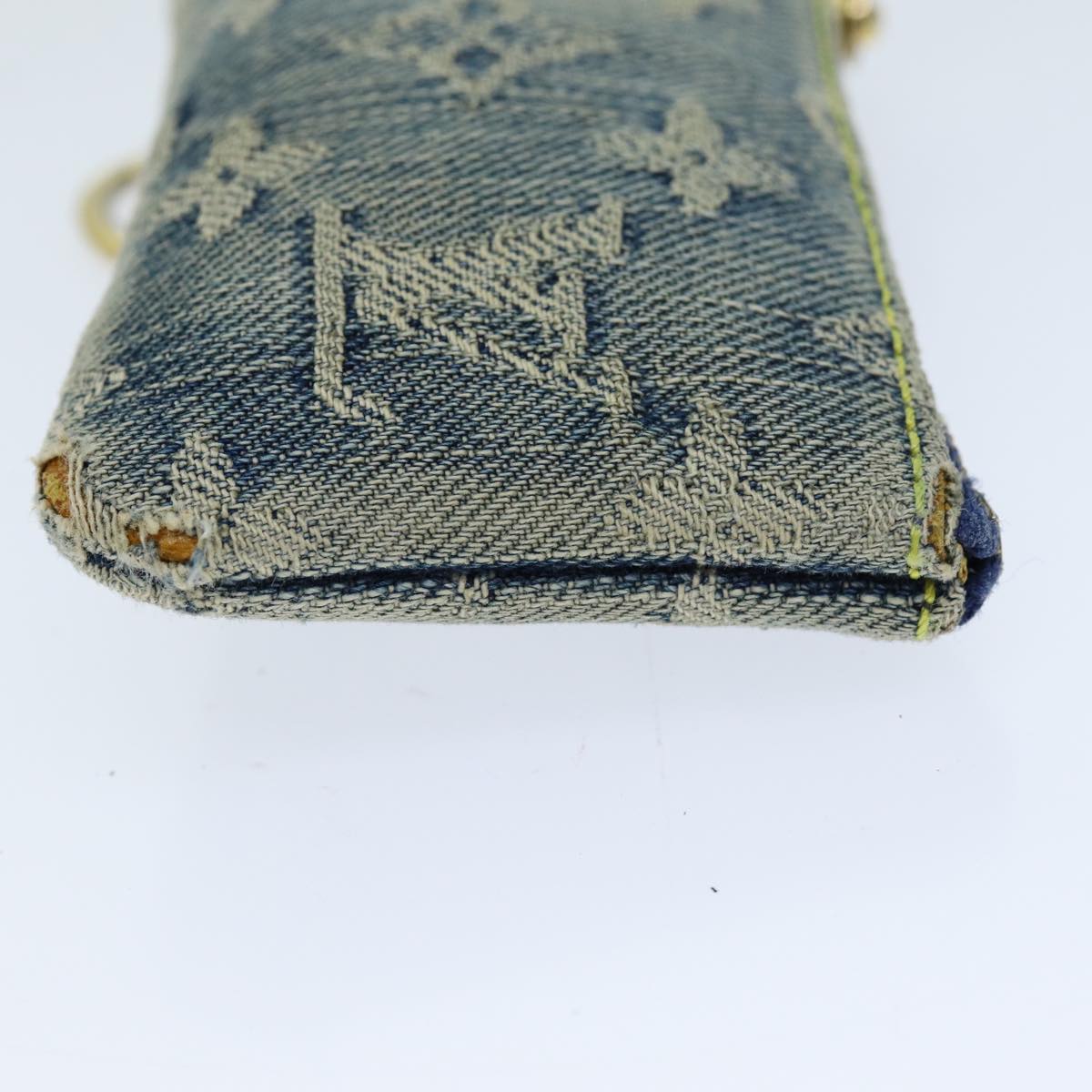 LOUIS VUITTON Monogram Denim Pochette Cles Coin Purse Blue M95343 LV 75876