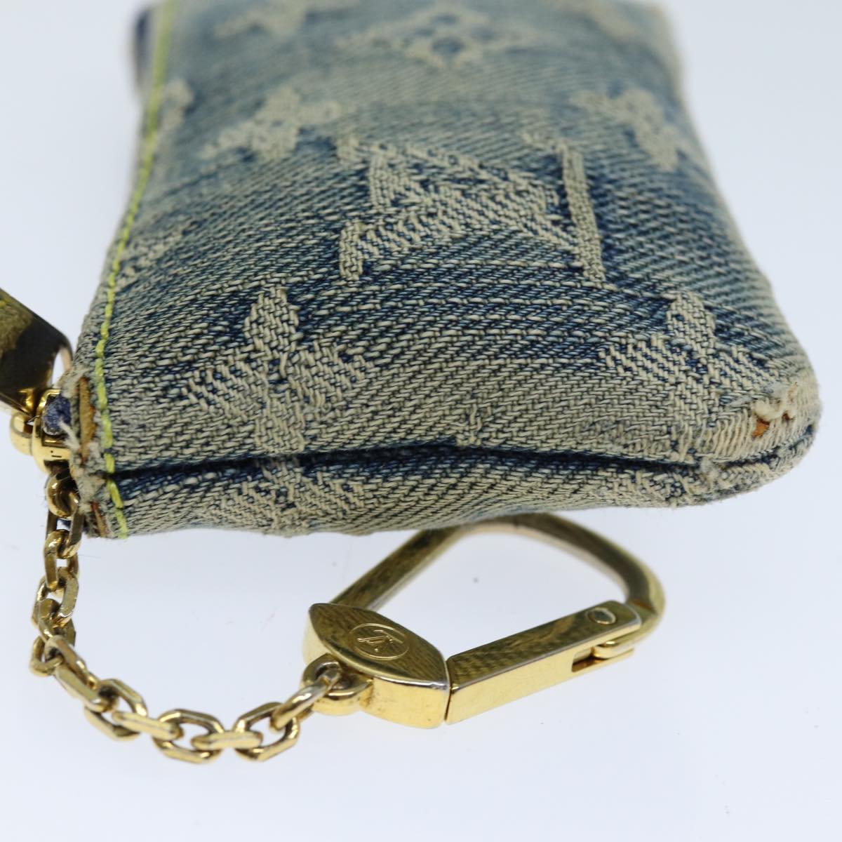 LOUIS VUITTON Monogram Denim Pochette Cles Coin Purse Blue M95343 LV 75876