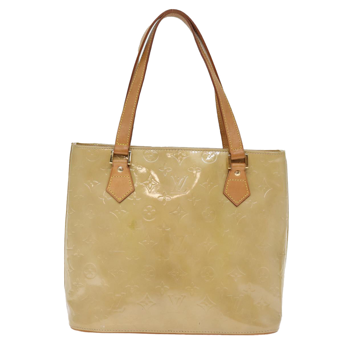 LOUIS VUITTON Monogram Vernis Houston Hand Bag Beige M91004 LV 75923