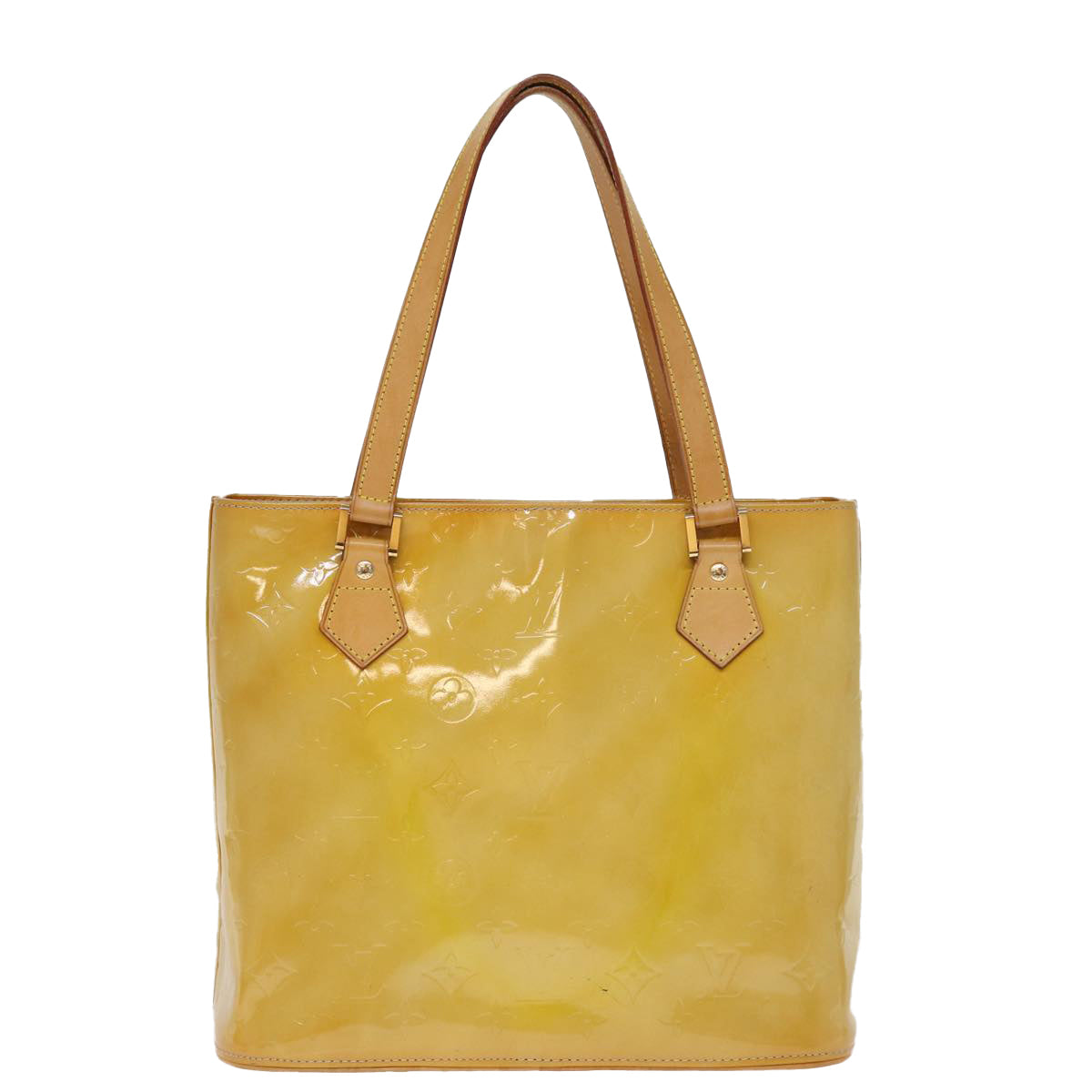 LOUIS VUITTON Monogram Vernis Houston Hand Bag Beige M91004 LV 75934