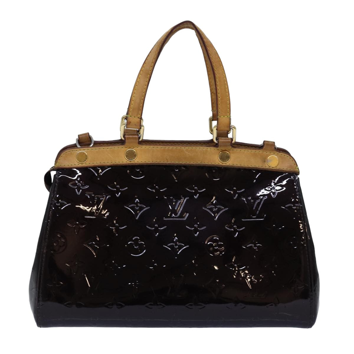 LOUIS VUITTON Monogram Vernis Brea PM Hand Bag Amarante M91622 LV 75936