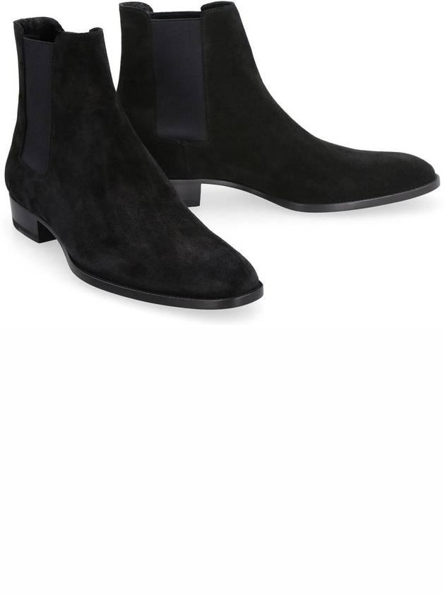 Saint Laurent Suede Classic Wyatt Chelsea Boots Black