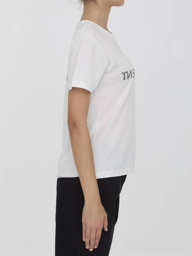 Saint Laurent Reverse Short Sleeve T-Shirt Nature Et Noir