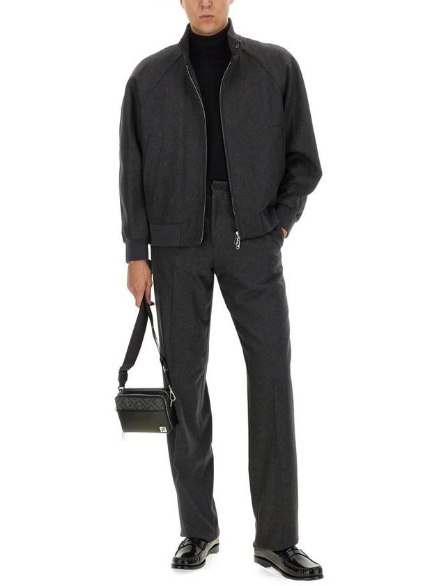 Fendi High Neck Cashmere Bomber Jacket Grey