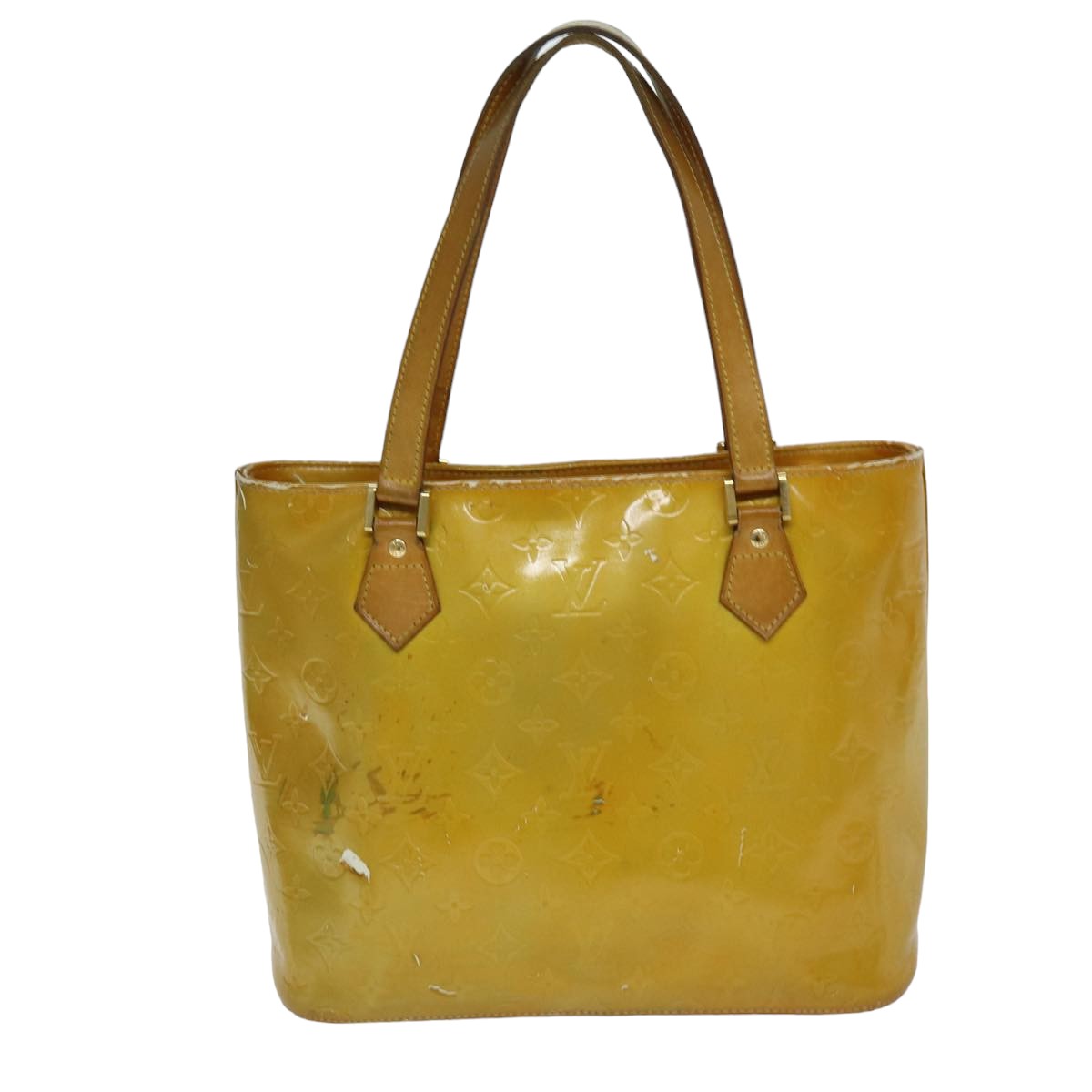 LOUIS VUITTON Monogram Vernis Houston Hand Bag Gris M91053 LV 76153