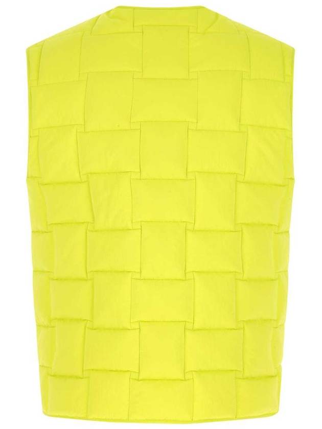 Bottega Veneta Intrecciato Detail Quilted Vest Neon Green