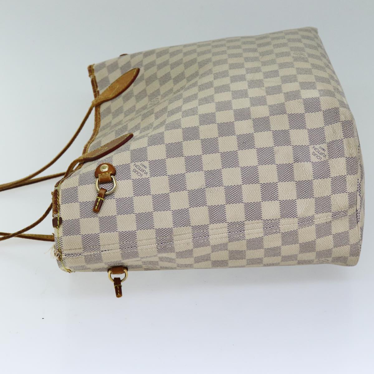 LOUIS VUITTON Damier Azur Neverfull MM Tote Bag N41605 LV 76492