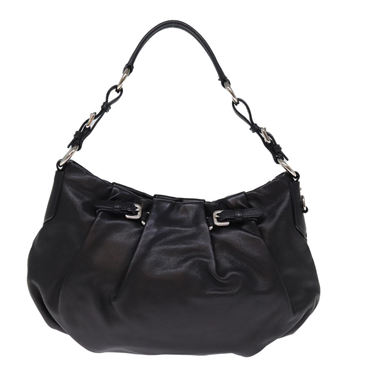 PRADA Shoulder Bag Leather Black 76572