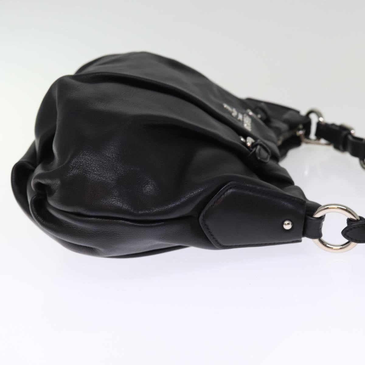 PRADA Shoulder Bag Leather Black 76572
