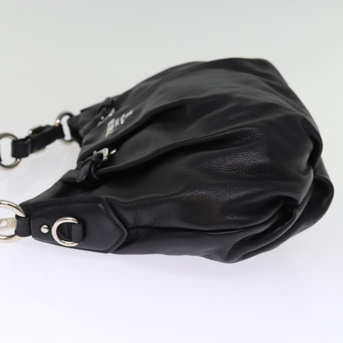 PRADA Shoulder Bag Leather Black 76572