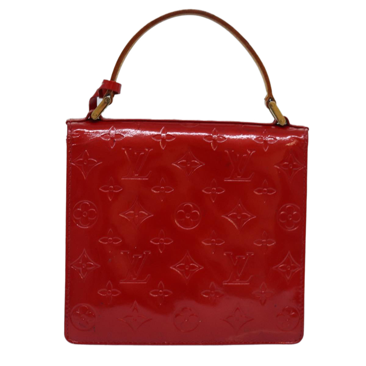 LOUIS VUITTON Monogram Vernis Spring Street Hand Bag Red M91135 LV 76599