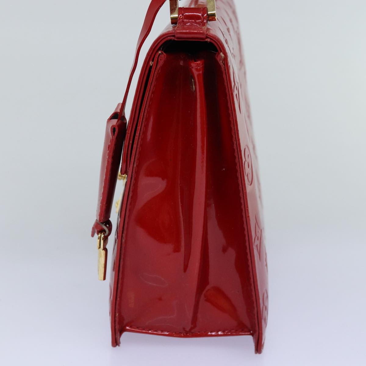 LOUIS VUITTON Monogram Vernis Spring Street Hand Bag Red M91135 LV 76599