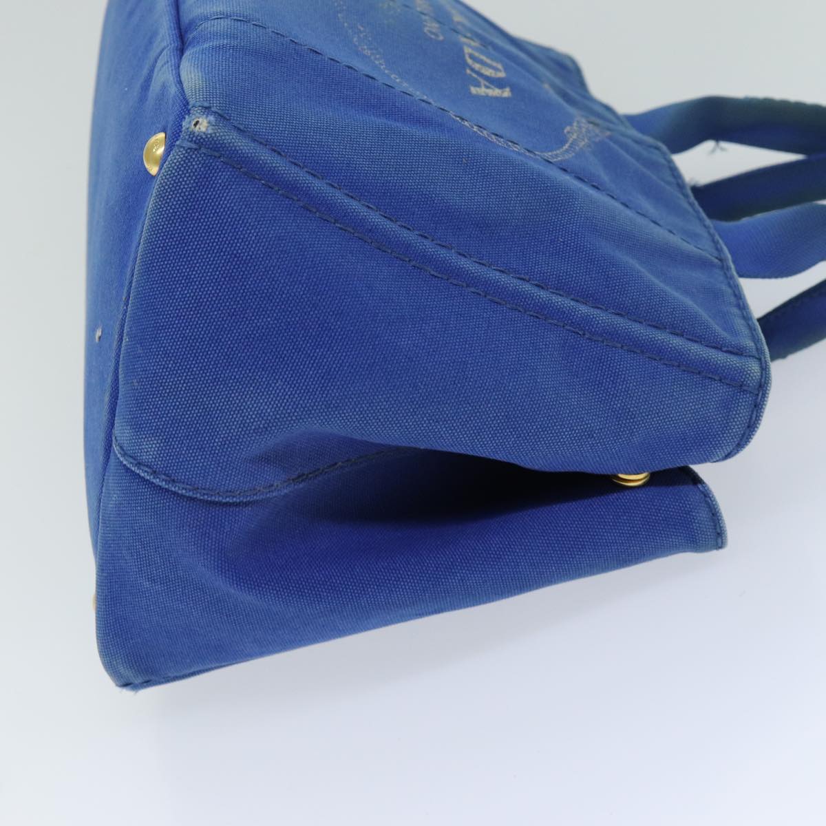 PRADA Canapa MM Hand Bag Canvas Blue 76639