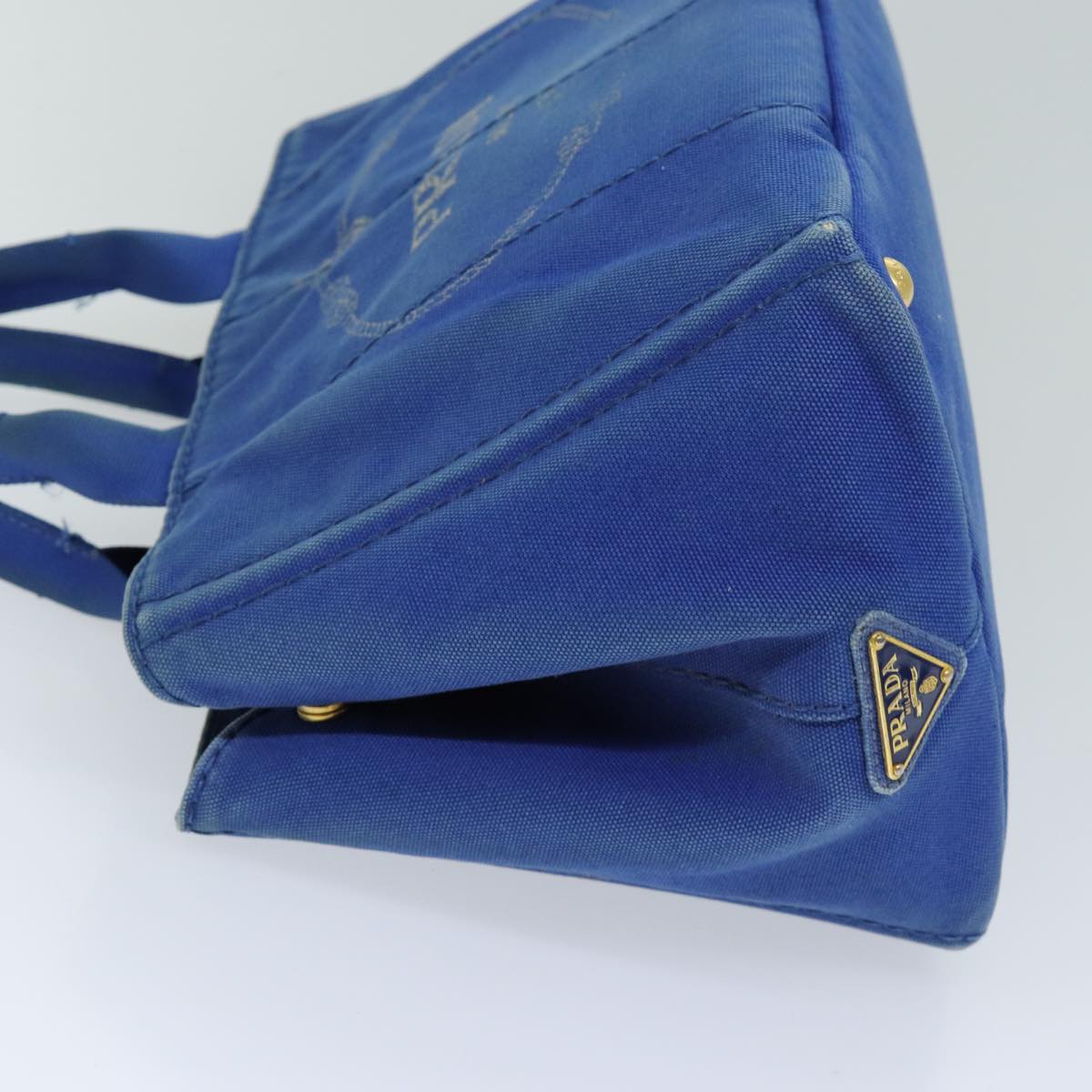 PRADA Canapa MM Hand Bag Canvas Blue 76639
