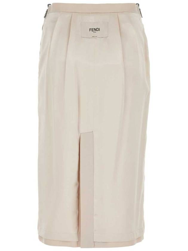 Fendi Women's Backlogo Label Satin Pencil Skirt Pink