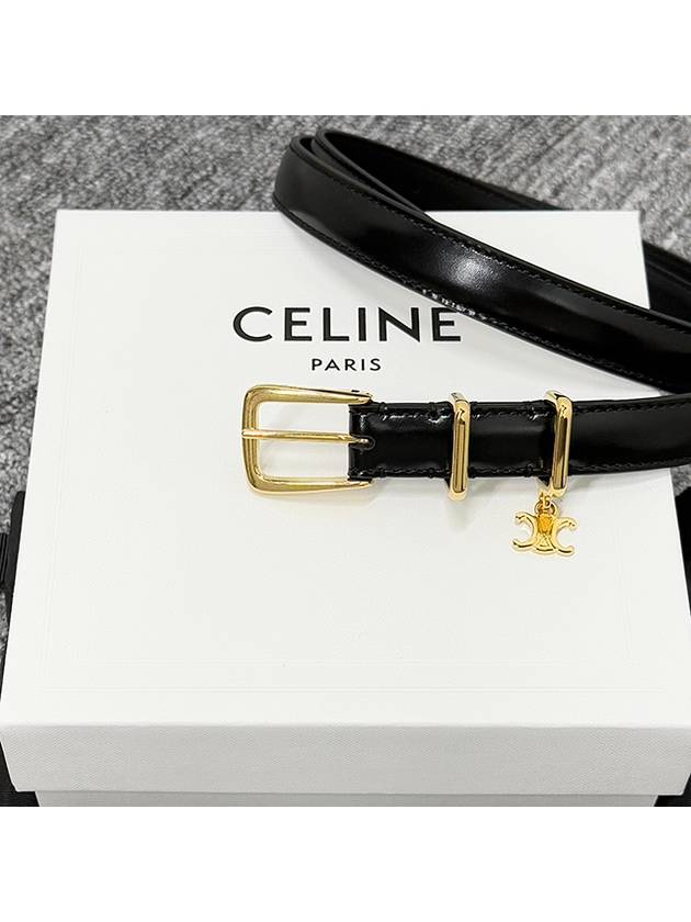 CELINE Taurillon Leather Elegant Charm 1 Belt Black