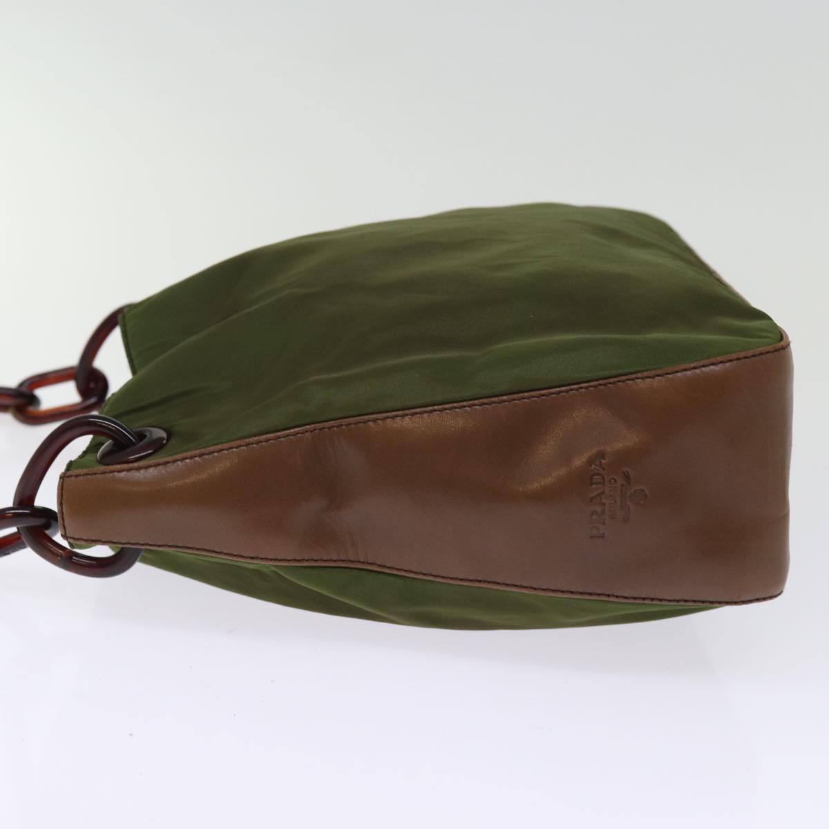 PRADA Chain Shoulder Bag Nylon Khaki 76855