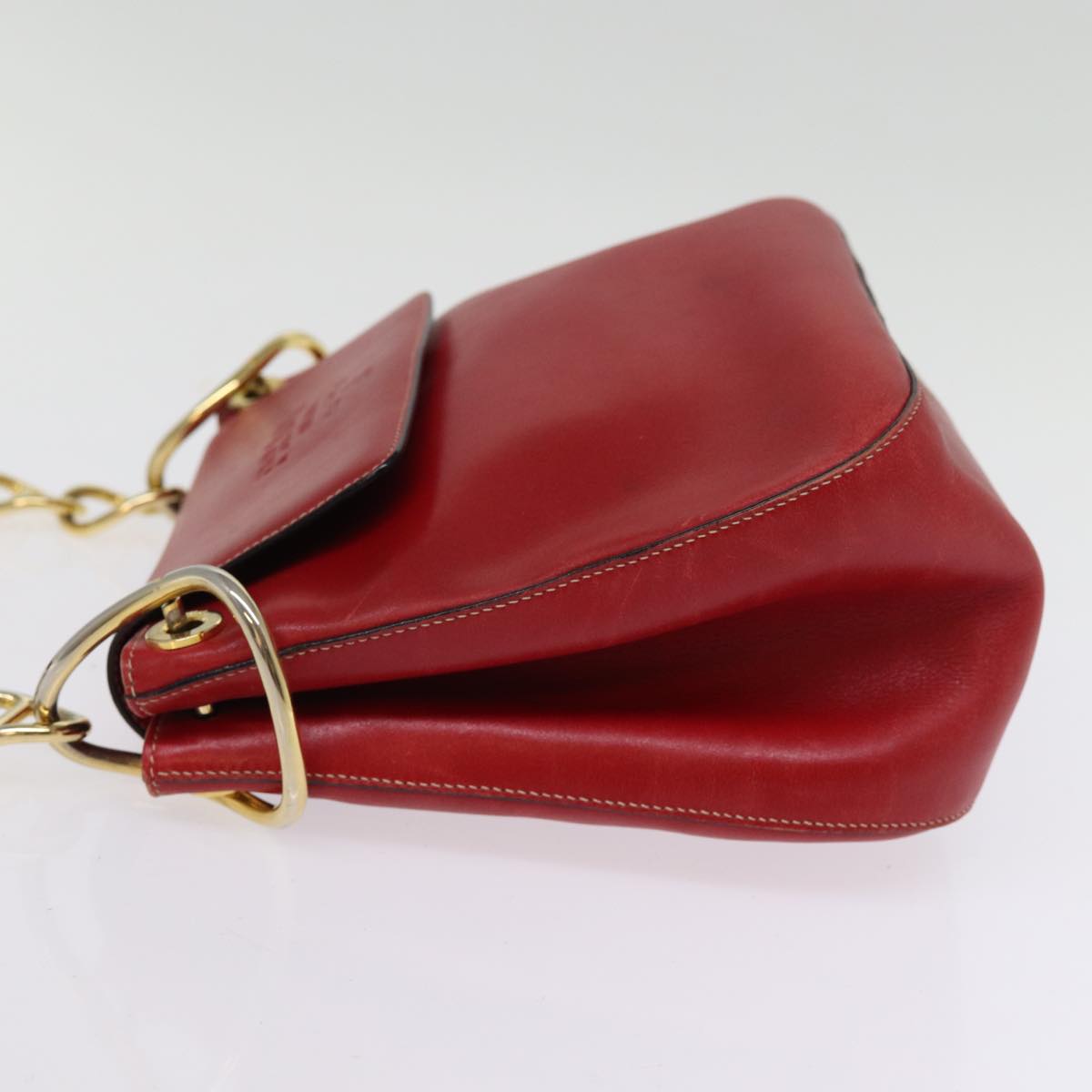 PRADA Shoulder Bag Leather Red 76981