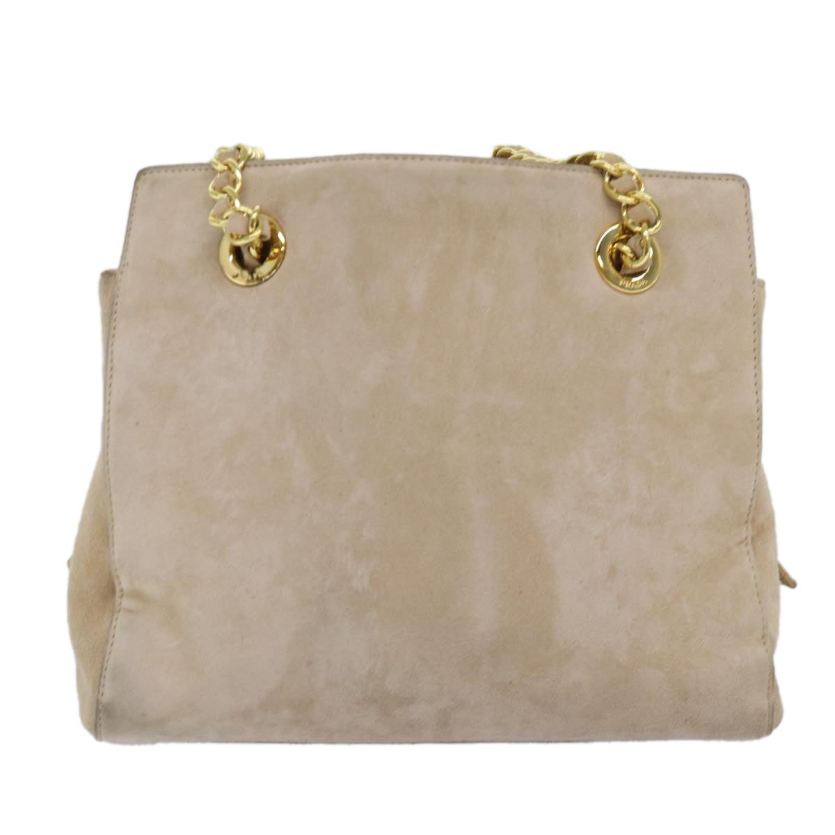 PRADA Chain Shoulder Bag Suede Beige 76982