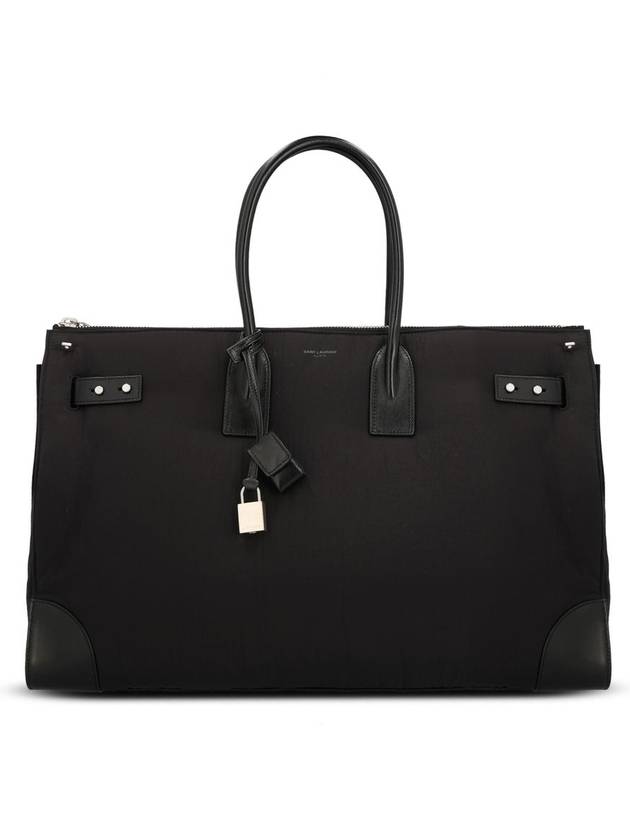 Saint Laurent Sac De Jour 48H Nylon Leather Duffle Bag Black