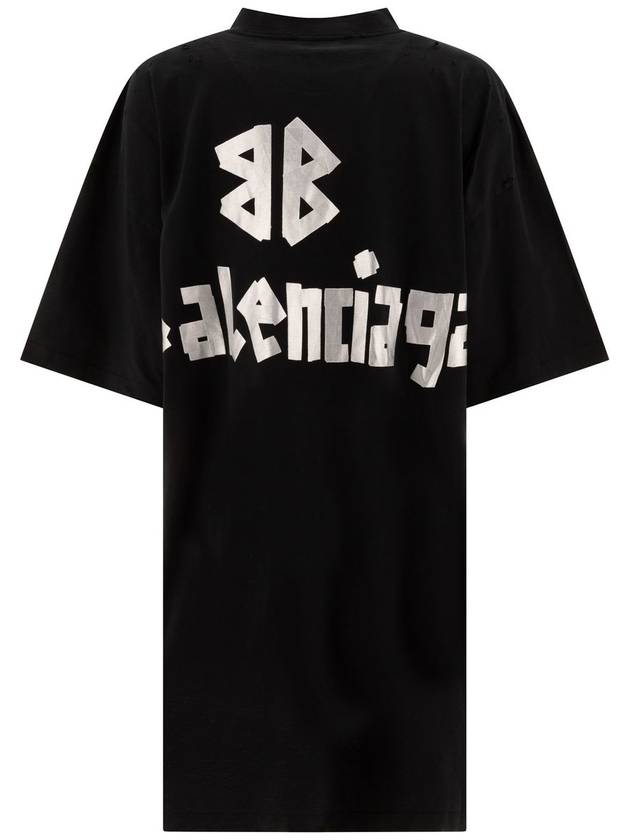 Balenciaga Logo Print T-Shirt Short Dress Black
