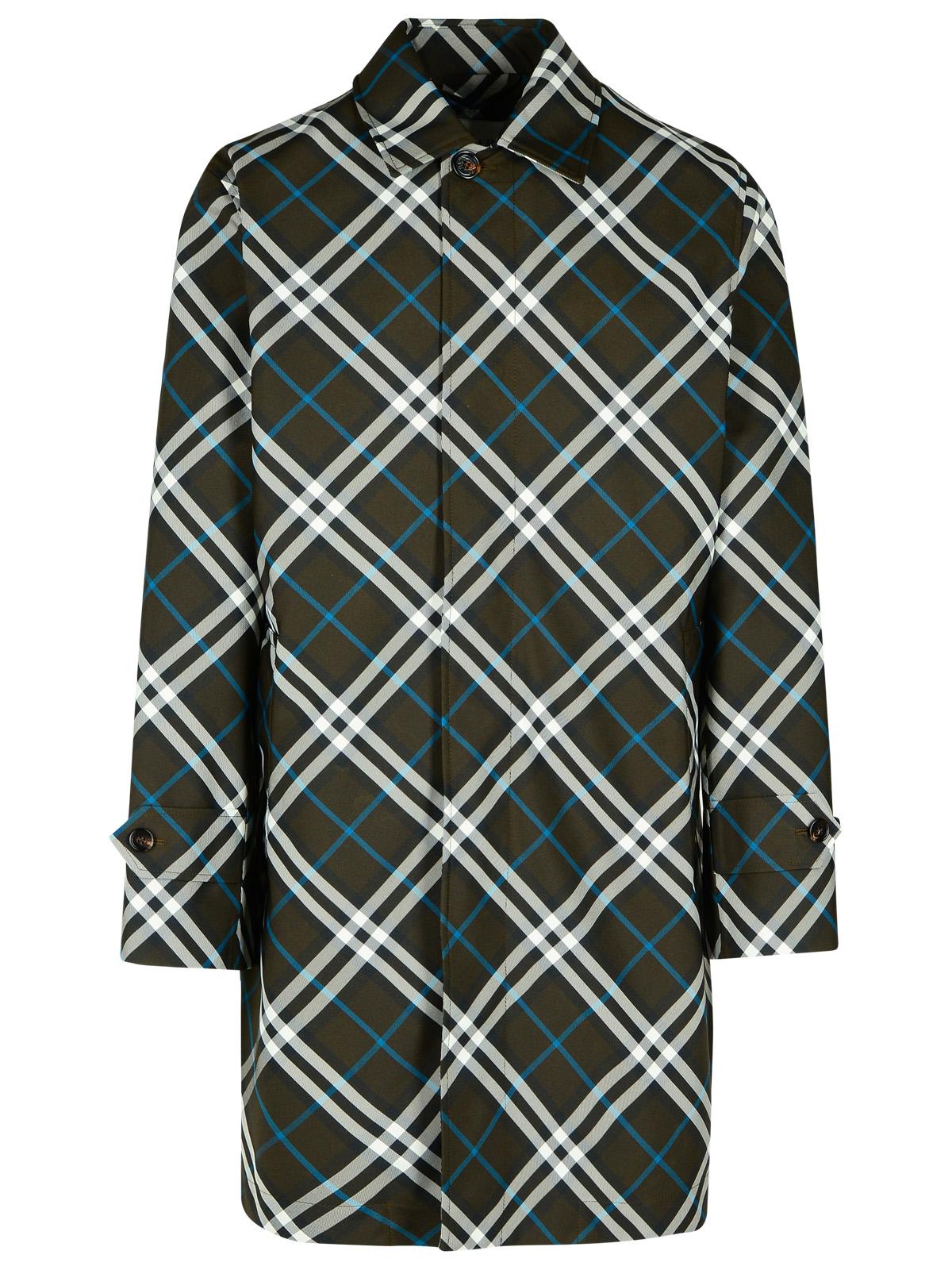 Burberry 'Check' Green Polyester Trench Coat Men